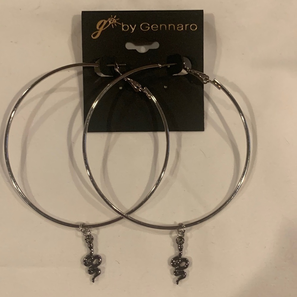 G by Gennero Hoop Earrings with Removable Small Snake Charm